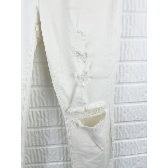 Madewell Jeans Size 32 9” High Rise Skinny Crop Pure White Destructed Edition - Picture 5 of 16